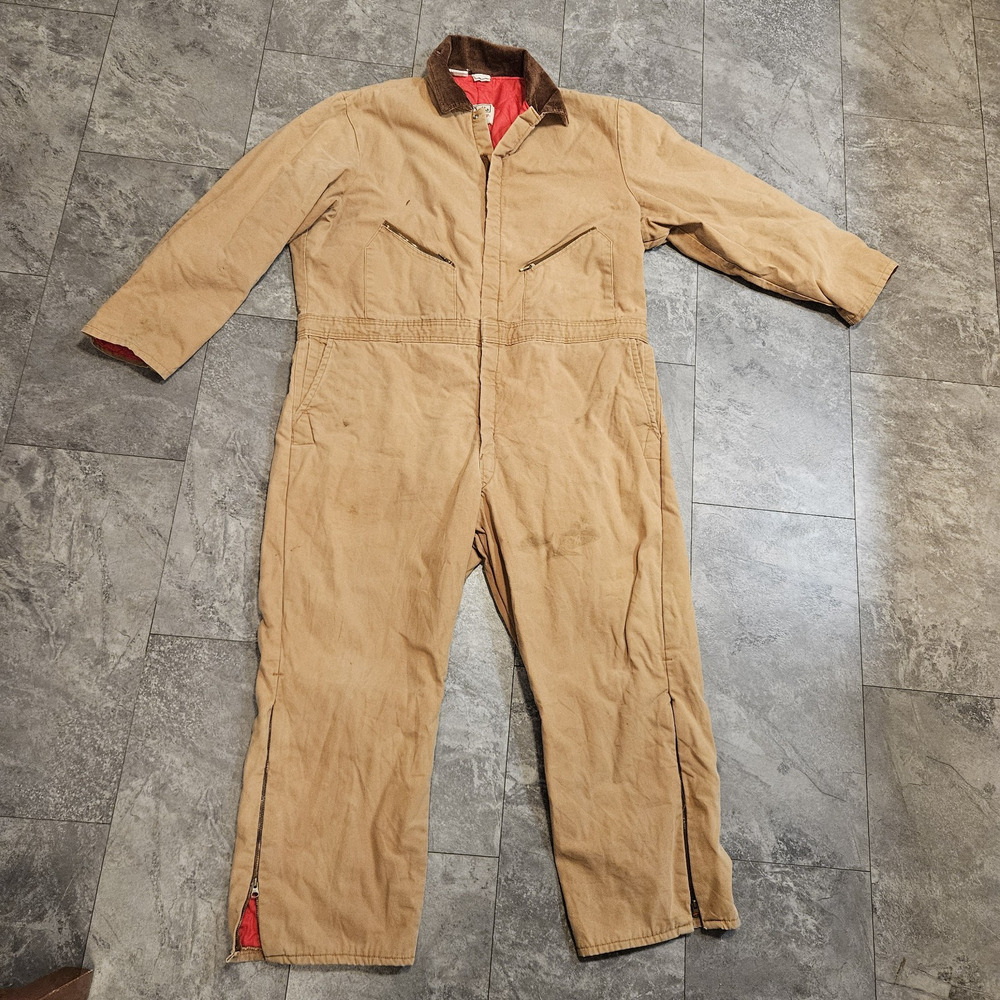 VTG WALLS Blizzard‎ Pruf Coveralls 3XL REGULAR Beige Insulated Quilted Work Wear